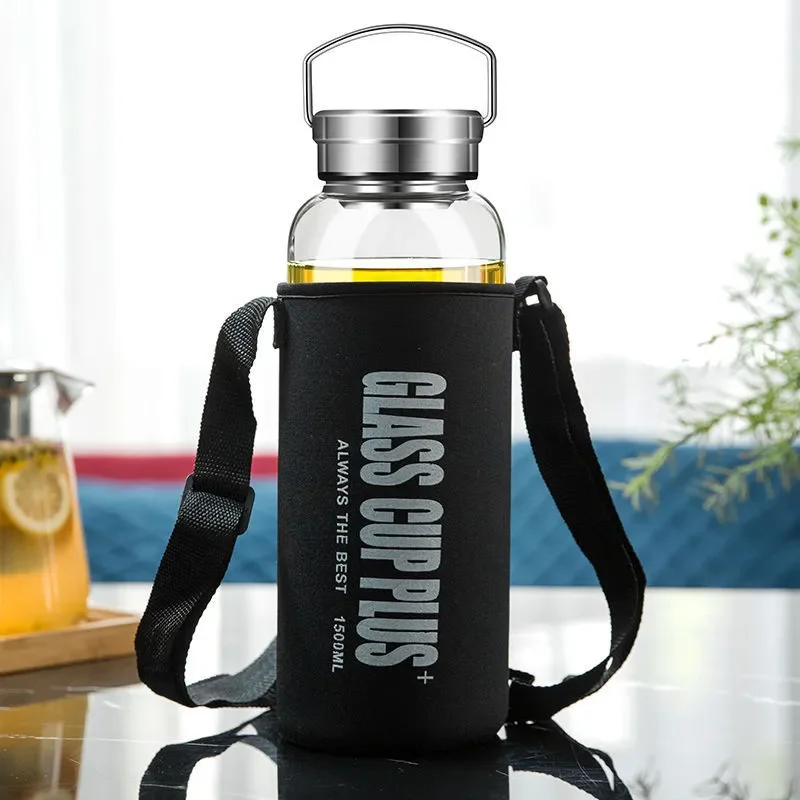 Outdoor Sport Glass Water Bottle - Askılı 2L Cam Su Şişesi, Spor